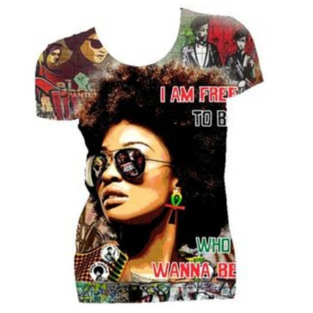 Free to Be Who I Wanna Be Natural Hair Liberation Unity Fitted Crew Neck Tshirt